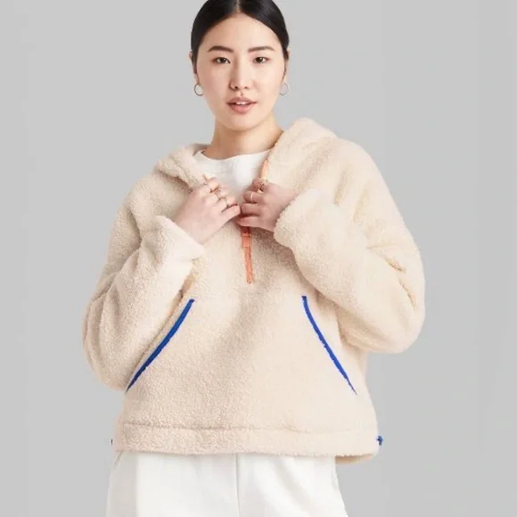 Fur Jacket Wild Fable Sherpa Pullover Wild Fable Pink Sherpa